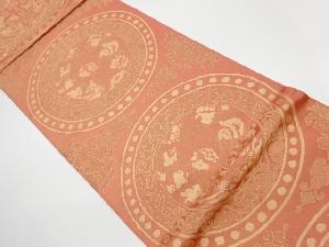 リサイクル　連珠紋に向かい抽象模様織出し袋帯